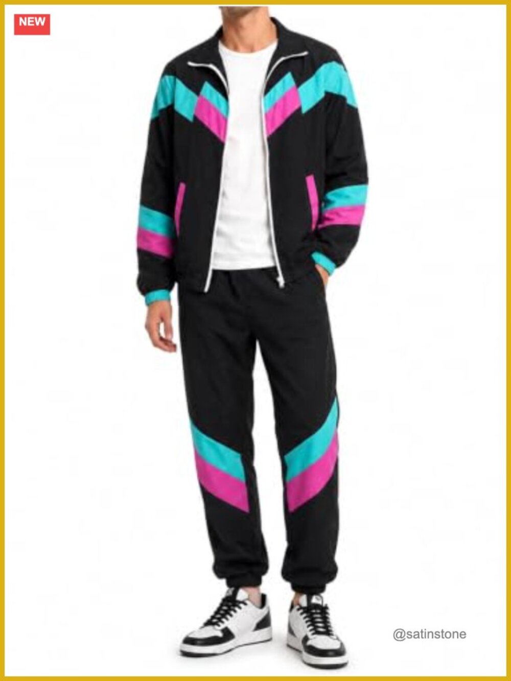Retro 80s 90s Men's Tracksuit Halloween Costume Polyester Jogger Set